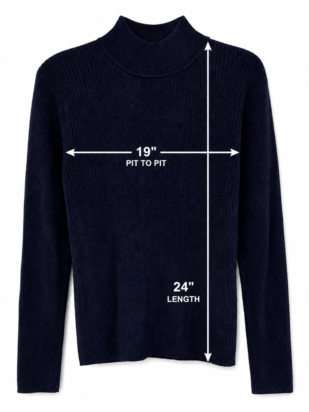August 100% Silk Women’s Navy Ribbed Mock Neck Sweater Long Sleeve Size M - Picture 3 of 6